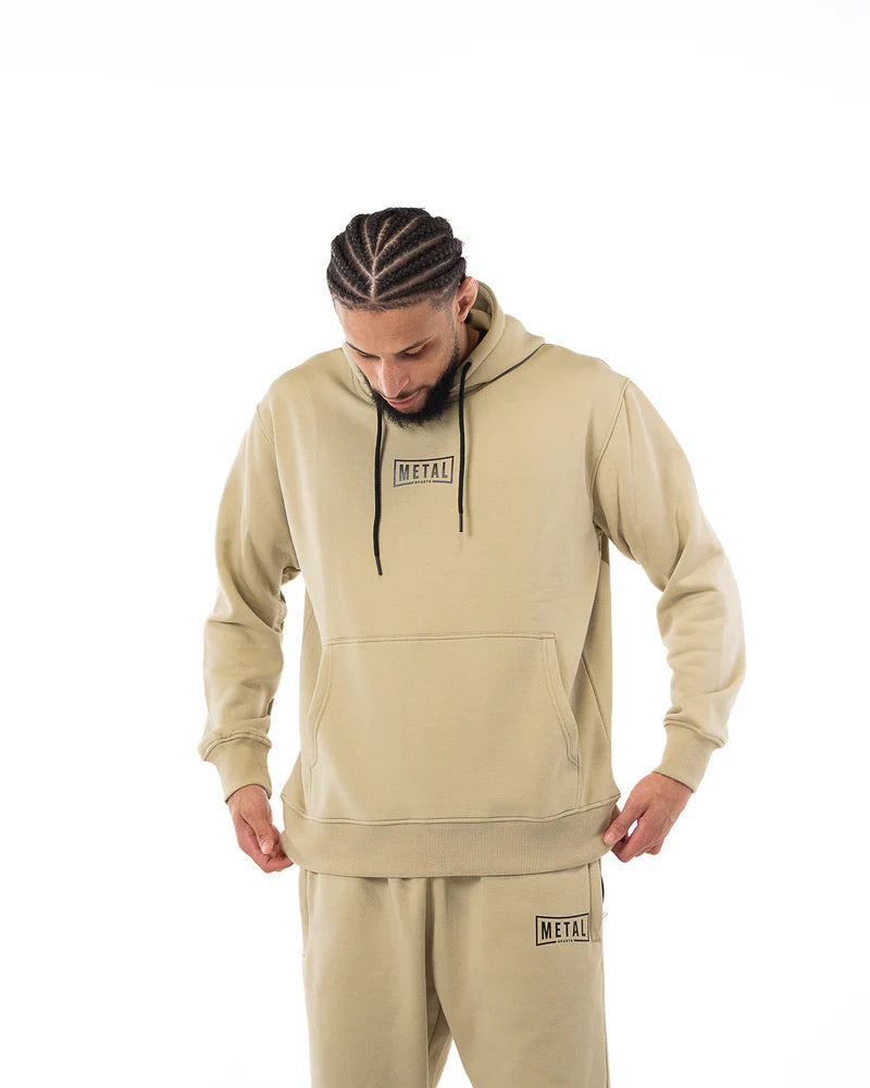 Vista frontale felpa con cappuccio Metal Boxe Desert Storm taglio oversize