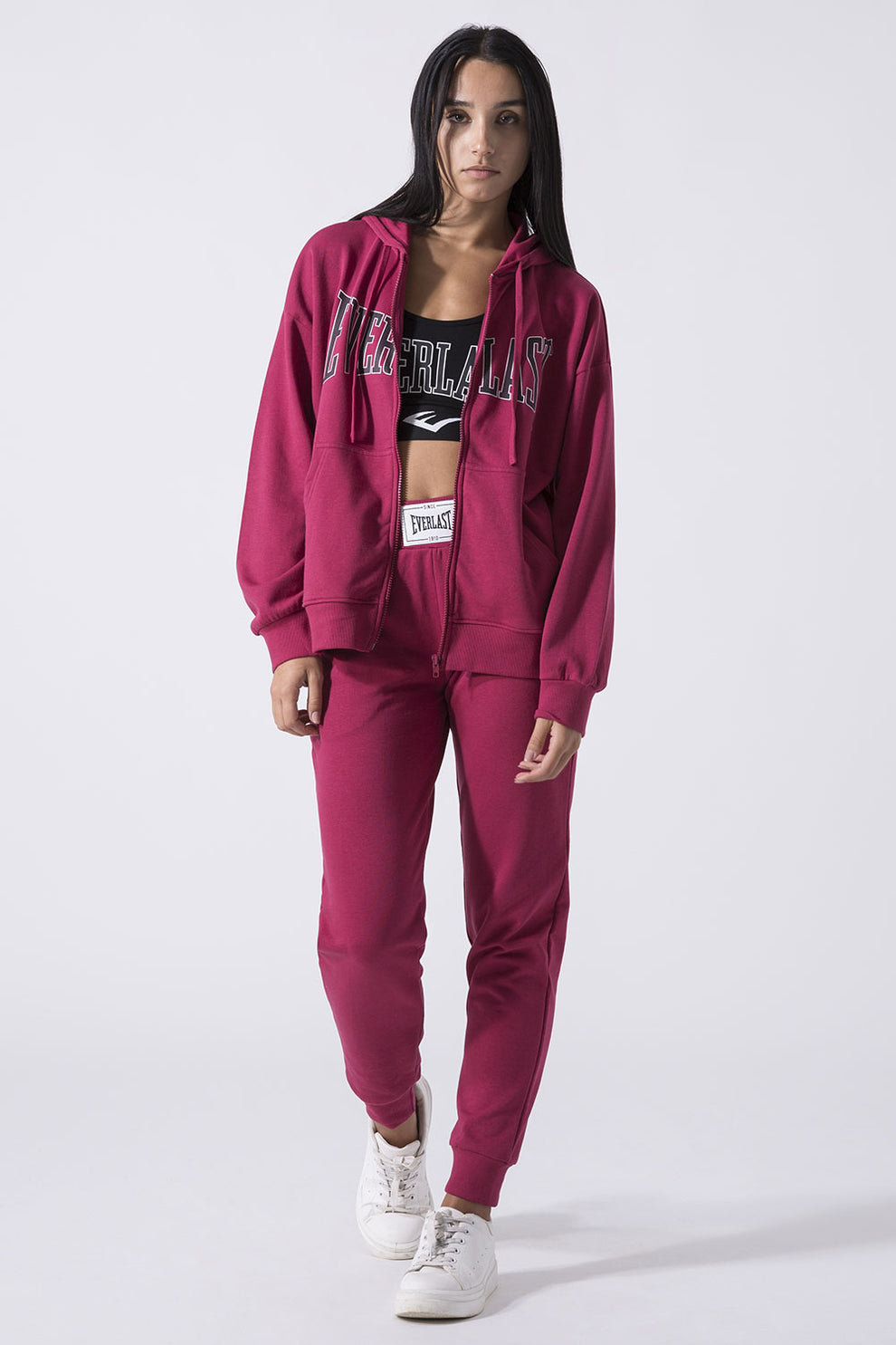 Moletom Everlast Full Zip com capuz em amaranto - vista traseira do boxe