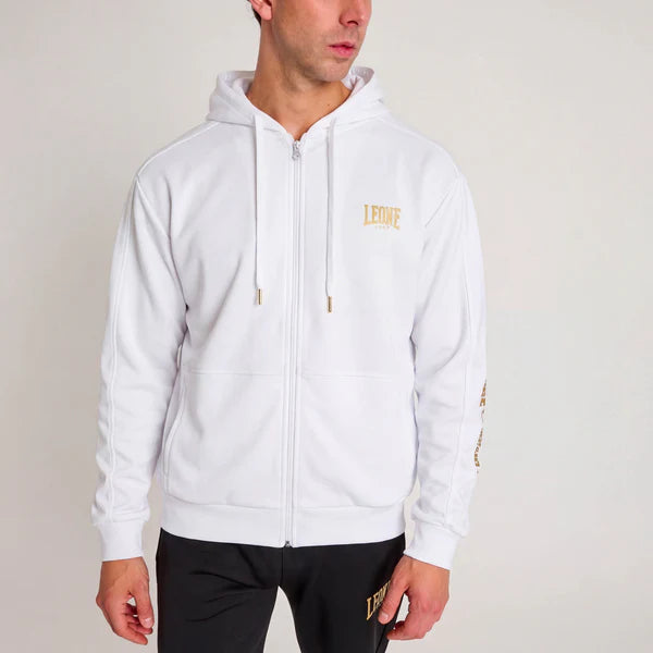 Felpa tecnica Leone 1947 linea DNA con cappuccio colore bianco