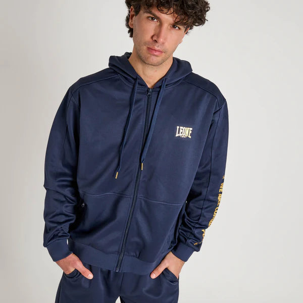 Felpa sportiva Leone 1947 linea DNA con cappuccio colore blu