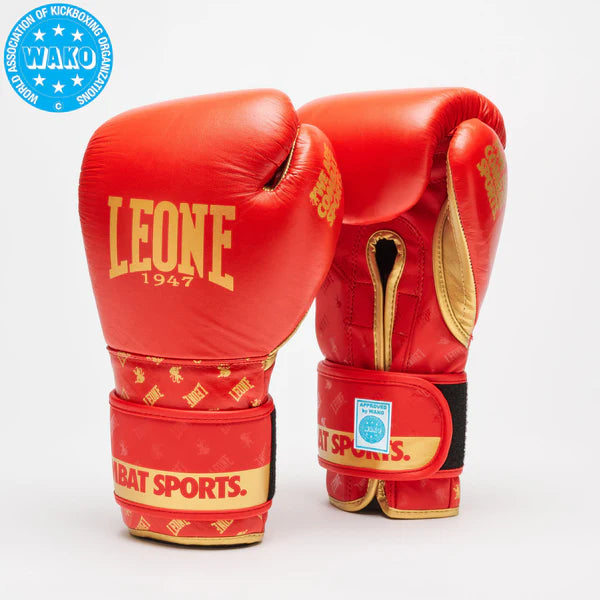 Paio di guanti da competizione Leone 1947 DNA rossi WAKO Approved