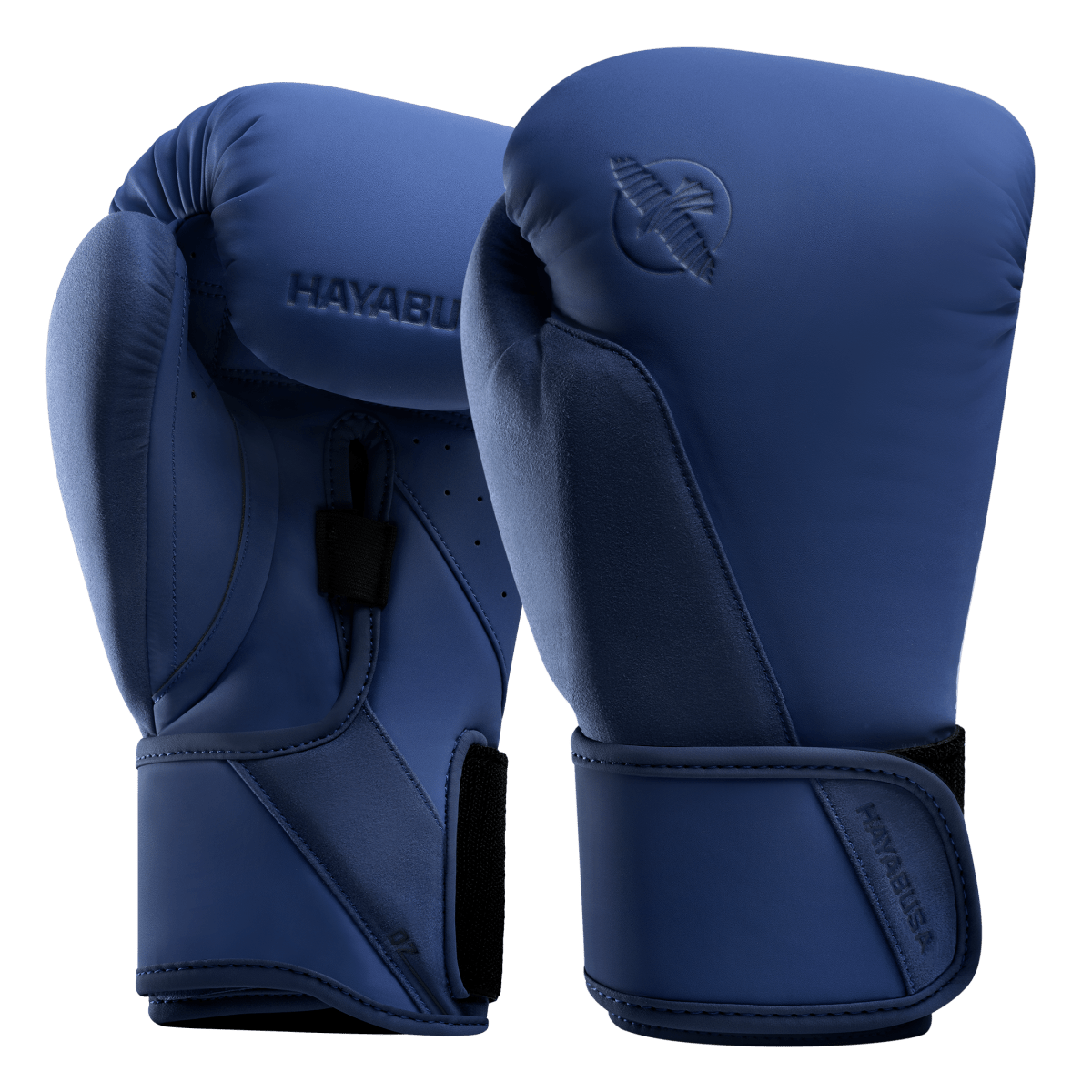 Hayabusa T360 blue boxing gloves seen from the front in close-up
