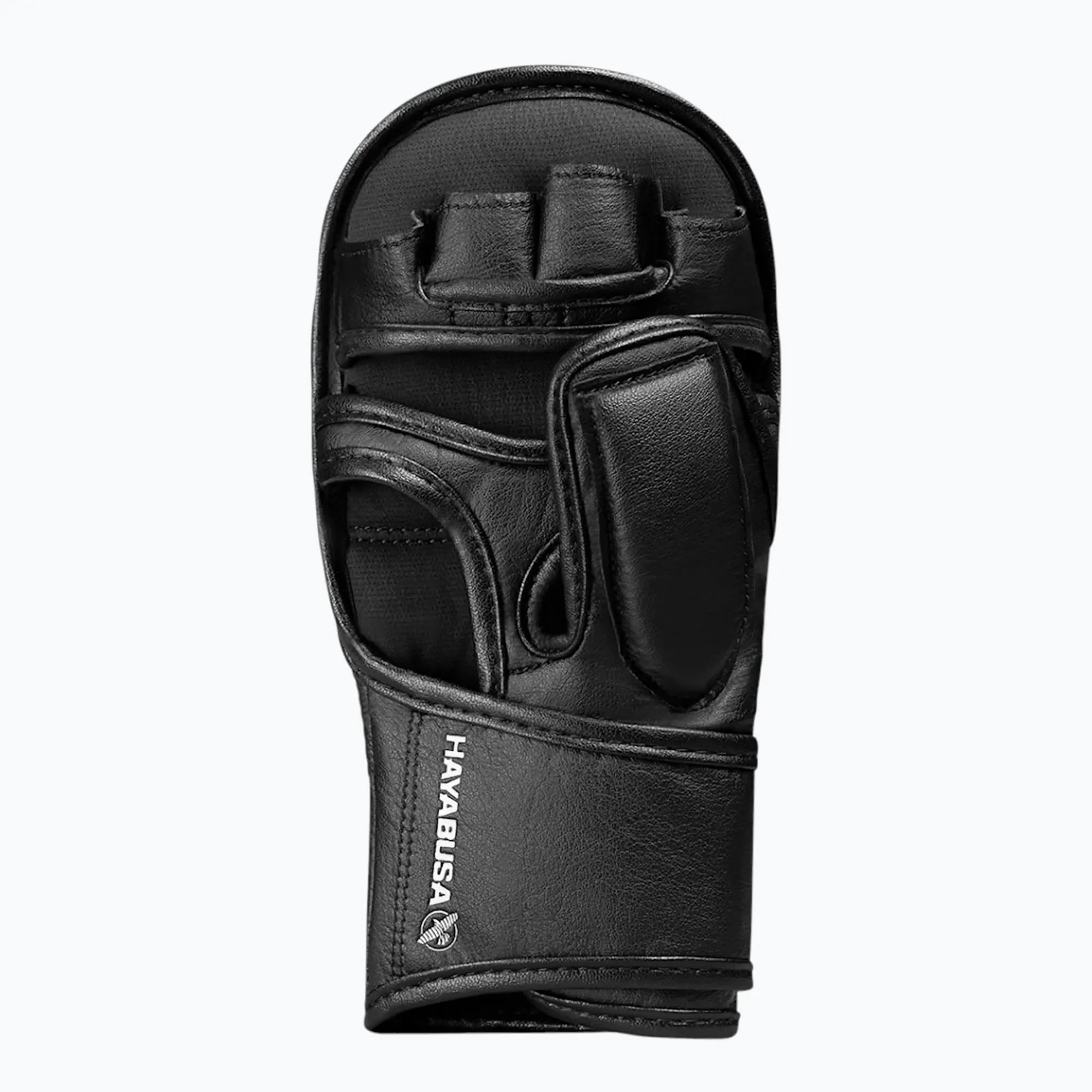 Vista del palmo con design Y-Volar dei guanti T3 Hybrid neri per un controllo totale nelle fasi di grappling.