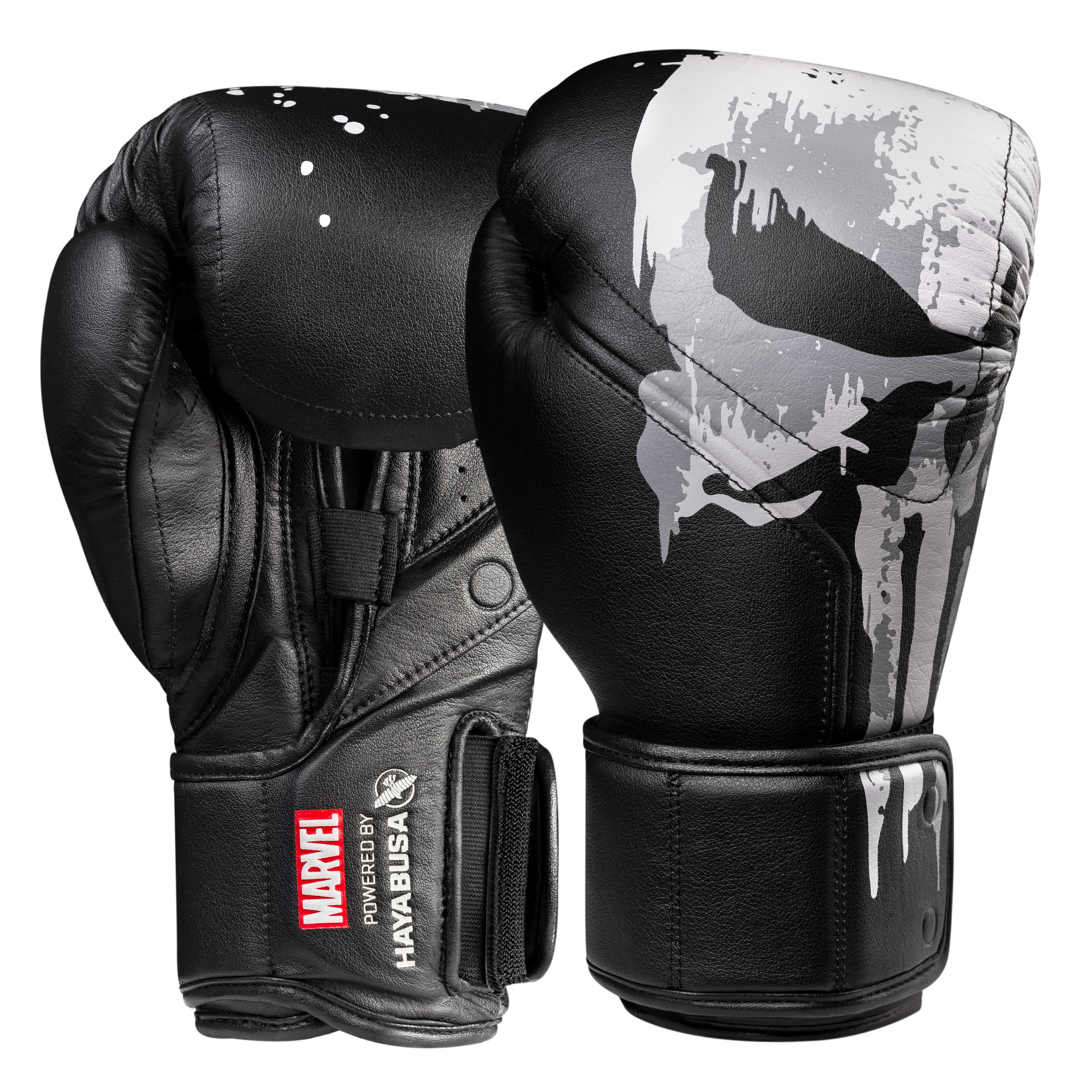 Coppia di guantoni da boxe per bambini Hayabusa Marvel Punisher neri con logo teschio
