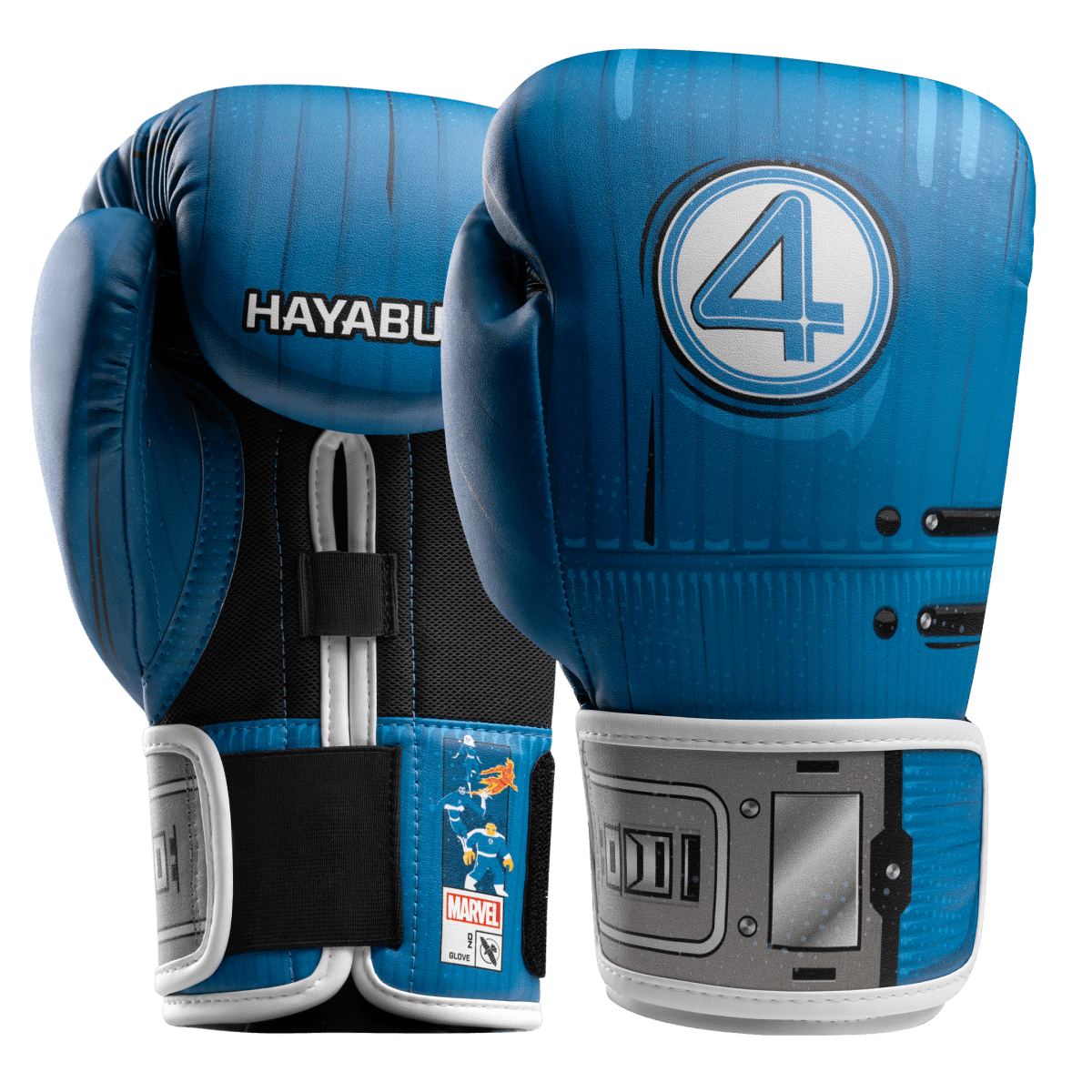 Paar blaue Hayabusa Marvel Classic Fantastic Four Boxhandschuhe mit offiziellem Logo