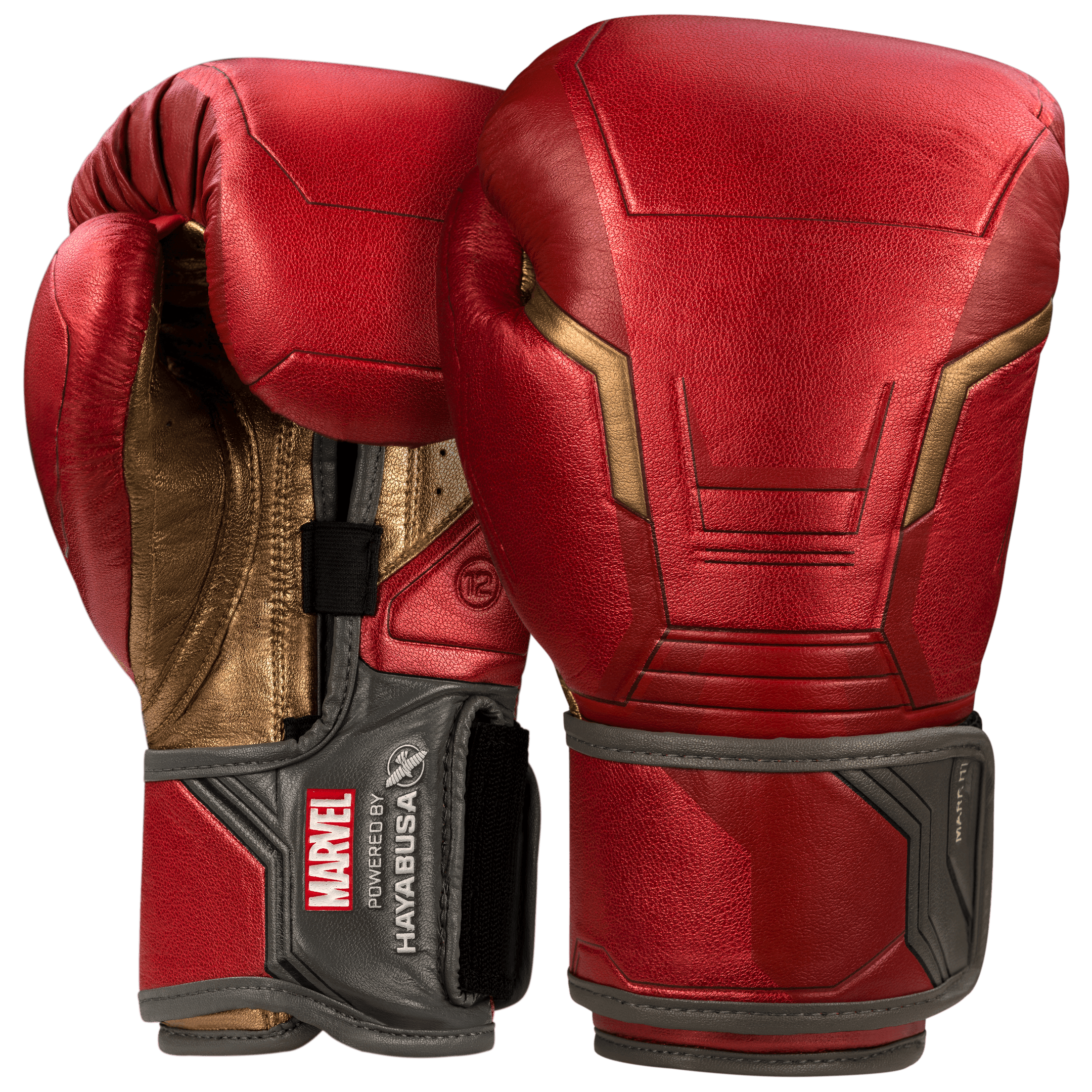 Coppia di guantoni da boxe Hayabusa Marvel Iron Man Hero Elite rossi e oro