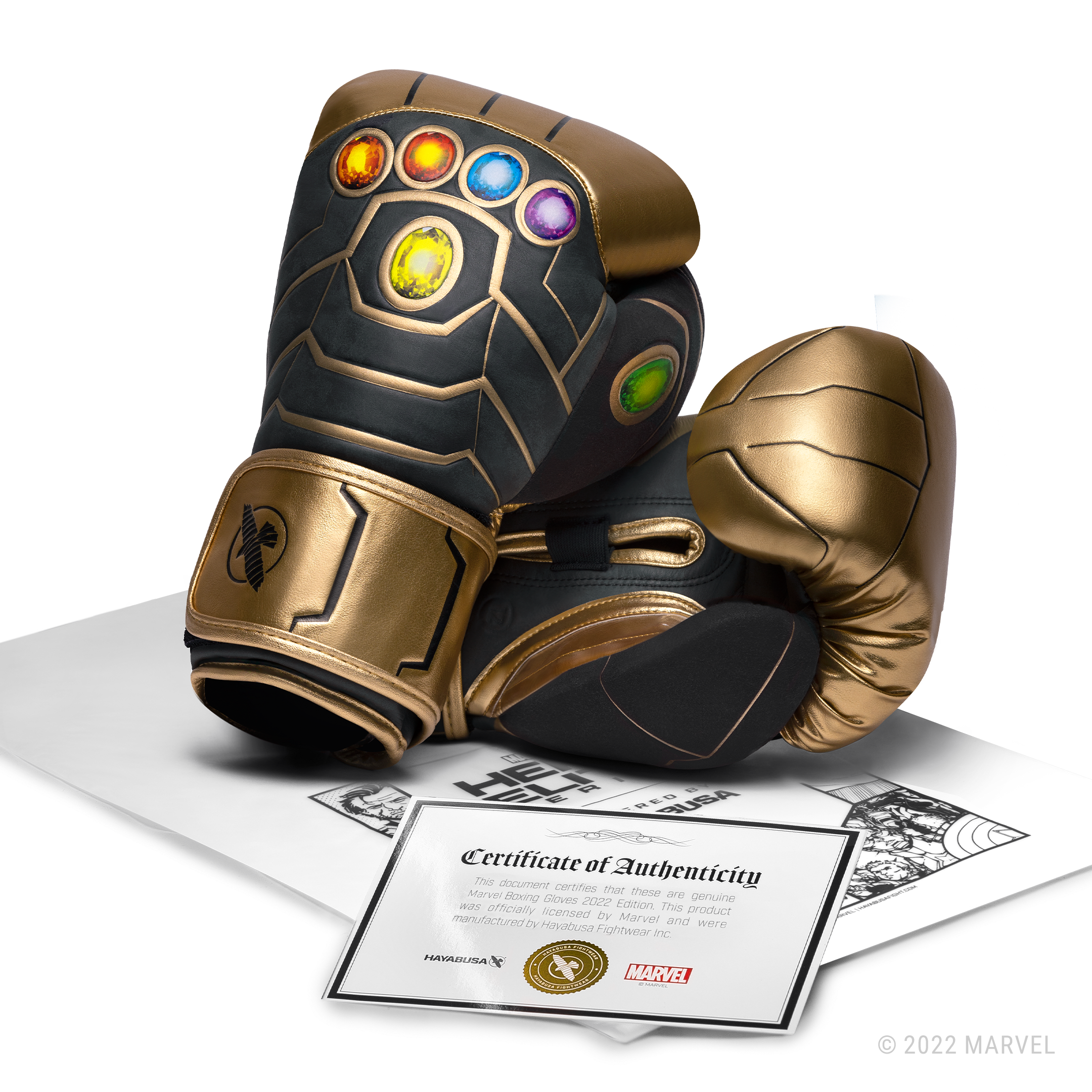 Certificato ufficiale di autenticità della collaborazione Hayabusa X Marvel per i guantoni Thanos