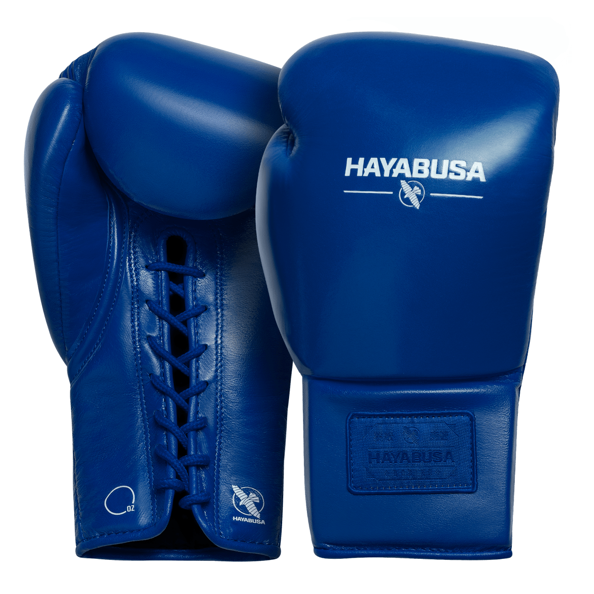 Paar kobaltblaue Hayabusa Pro Lace Boxhandschuhe, Gesamtansicht