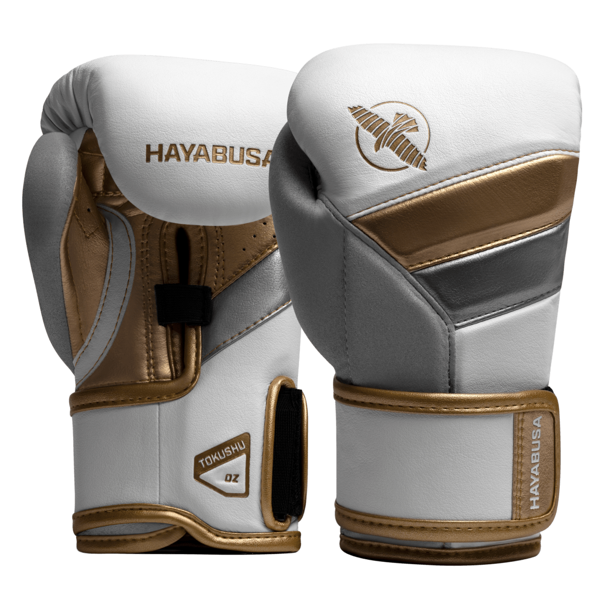 Paire de gants blancs finition dorée Hayabusa T3 pour petits sportifs