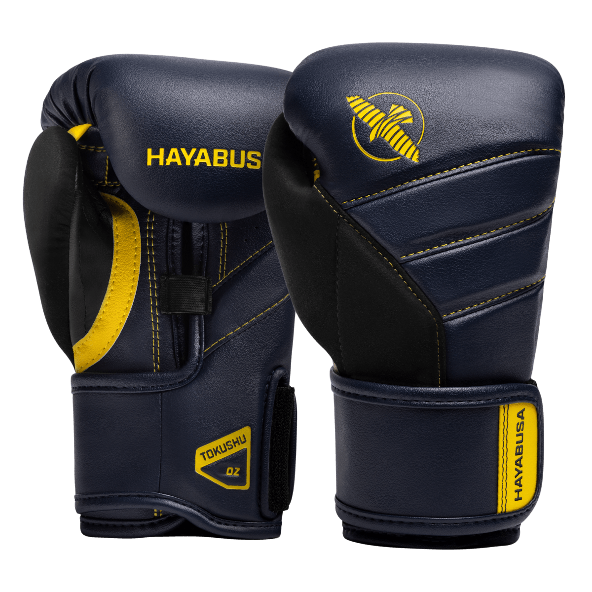 Paire de gants bleu marine détails jaunes Hayabusa T3 pour enfant