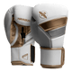Coppia di guantoni da boxe Hayabusa T3 bianchi con dettagli oro
