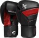 Guantoni da boxe Hayabusa T3 neri con grafiche e dettagli rossi