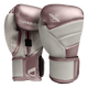 Paio di guantoni Hayabusa T3 rosa metallizzato con inserti oro.