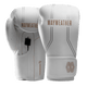 Coppia di guantoni da boxe Mayweather Hayabusa Contender bianchi e oro, vista frontale
