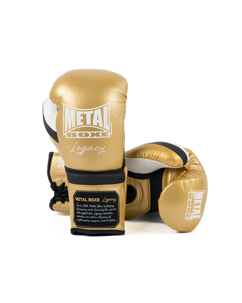 Coppia di guantoni Metal Boxe Legacy Horsehair oro, edizione elite da combattimento