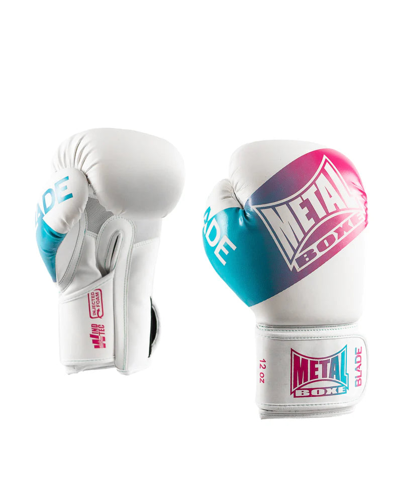 Vista frontale dei guantoni Metal Boxe Blade Miami Vibe bianco e multicolor