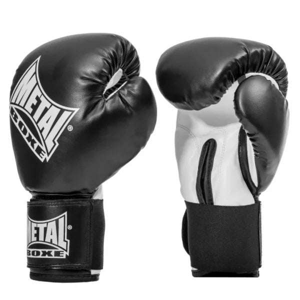 Vista frontale guantoni Metal Boxe Prima Boxe nero, design professionale