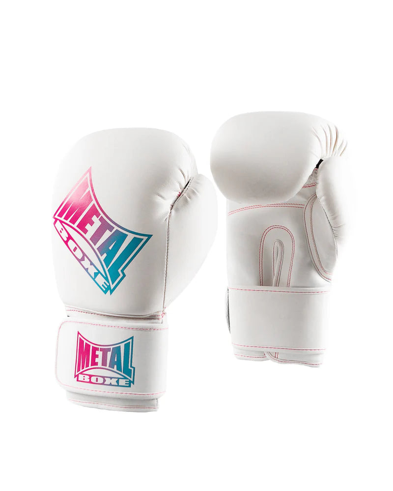 Vista frontale guantoni Metal Boxe MB200 Miami Vibe, estetica dinamica e colorata