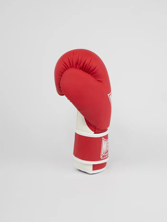 Vista laterale guantoni Metal Boxe MB200 rosso, serraggio preciso velcro