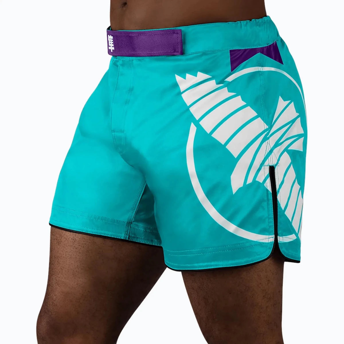 Turkos shorts Hayabusa Icon Mid-lår framifrån modern stil.