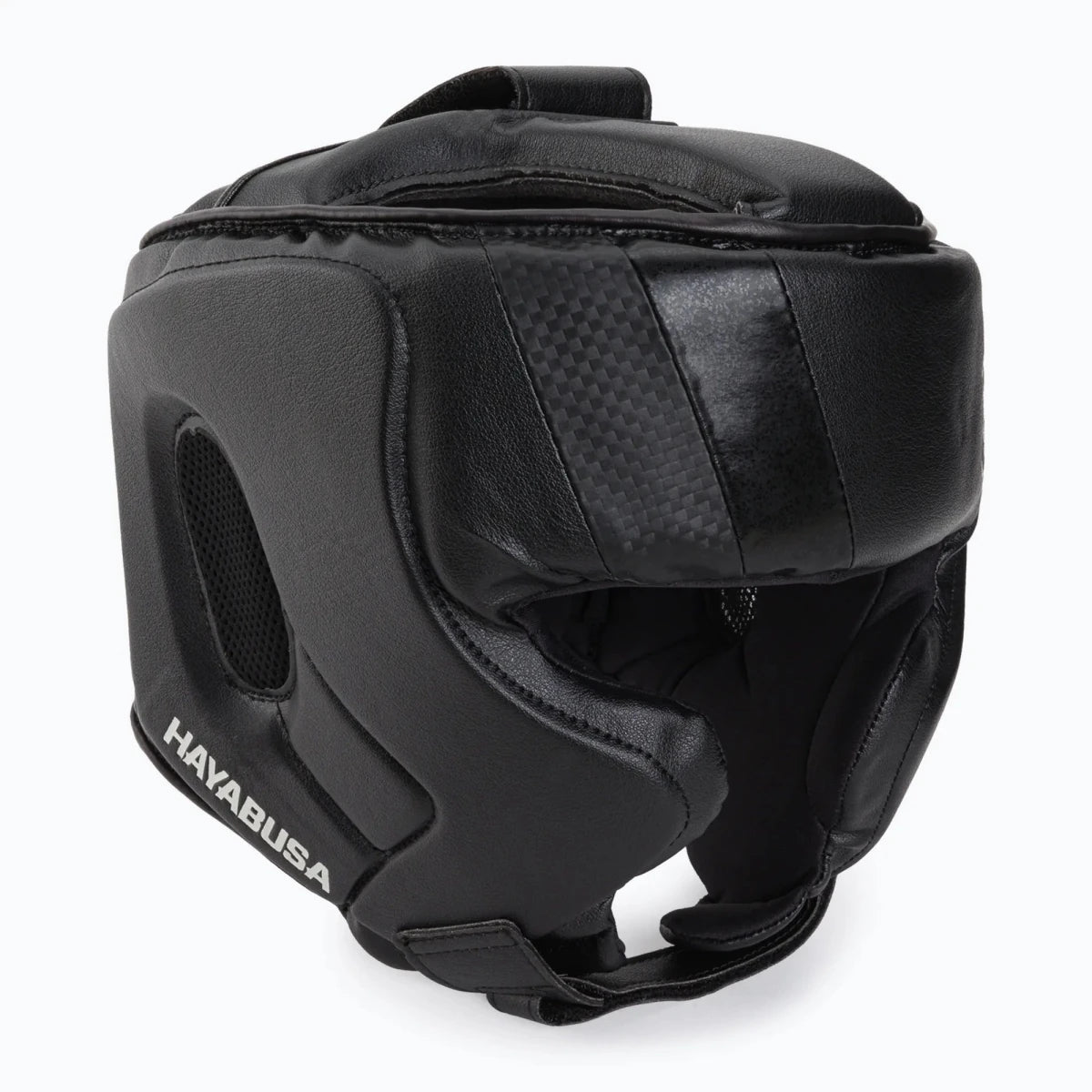 Hayabusa T3 black helmet with cheek pads ideal for boxing front view.