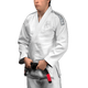 Vista frontale del kimono BJJ Hayabusa Lightweight bianco per competizioni IBJJF