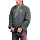 Vista frontale del kimono BJJ Hayabusa Lightweight grigio con patch minimaliste