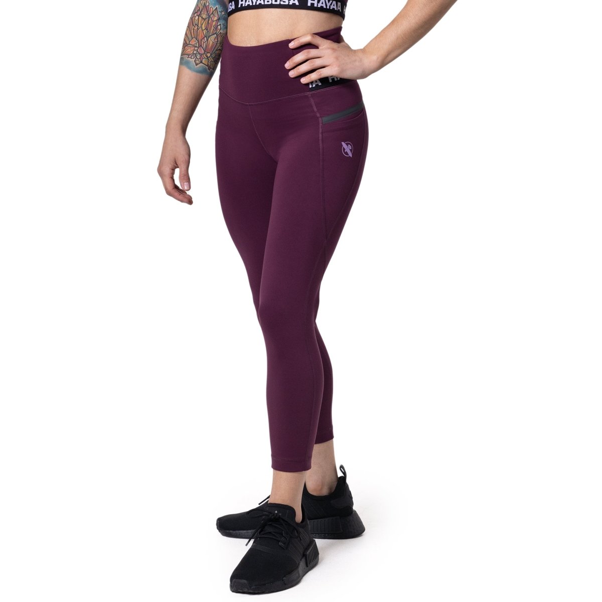 Vooraanzicht van de Hayabusa High Rise dames 3/4 legging in wijnkleur