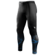 Vorderansicht der offiziellen UFC BJJ Spats Kompressionsleggings in Schwarz mit blauen Akzenten und Logos