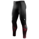 Vorderansicht der schwarzen UFC BJJ Spats Kompressionsleggings mit roten Details und Logos