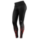 Vista frontale completa dei leggings donna a compressione UFC BJJ neri con dettagli e loghi rossi