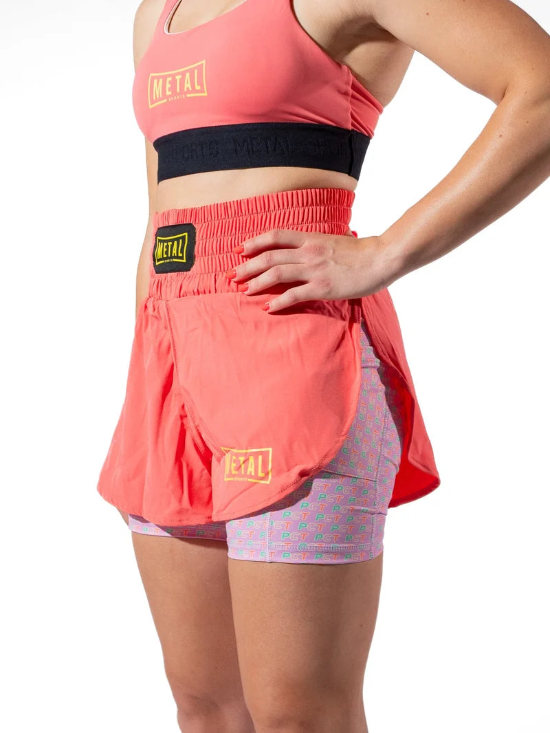 MMA Kick- und Trainingsshorts Damen 2in1 Metal Boxe