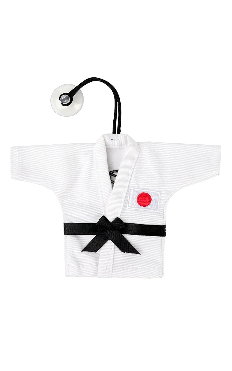Miniatura di una giacca da karate Tokaido bianca in vero tessuto per uniformi.