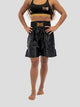 Vista frontale pantaloncini boxe inglese Metal Boxe Pro Line nero e oro professionale
