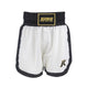 Shorts de boxe K King Apex Pro branco com cintura alta e logotipos bordados.