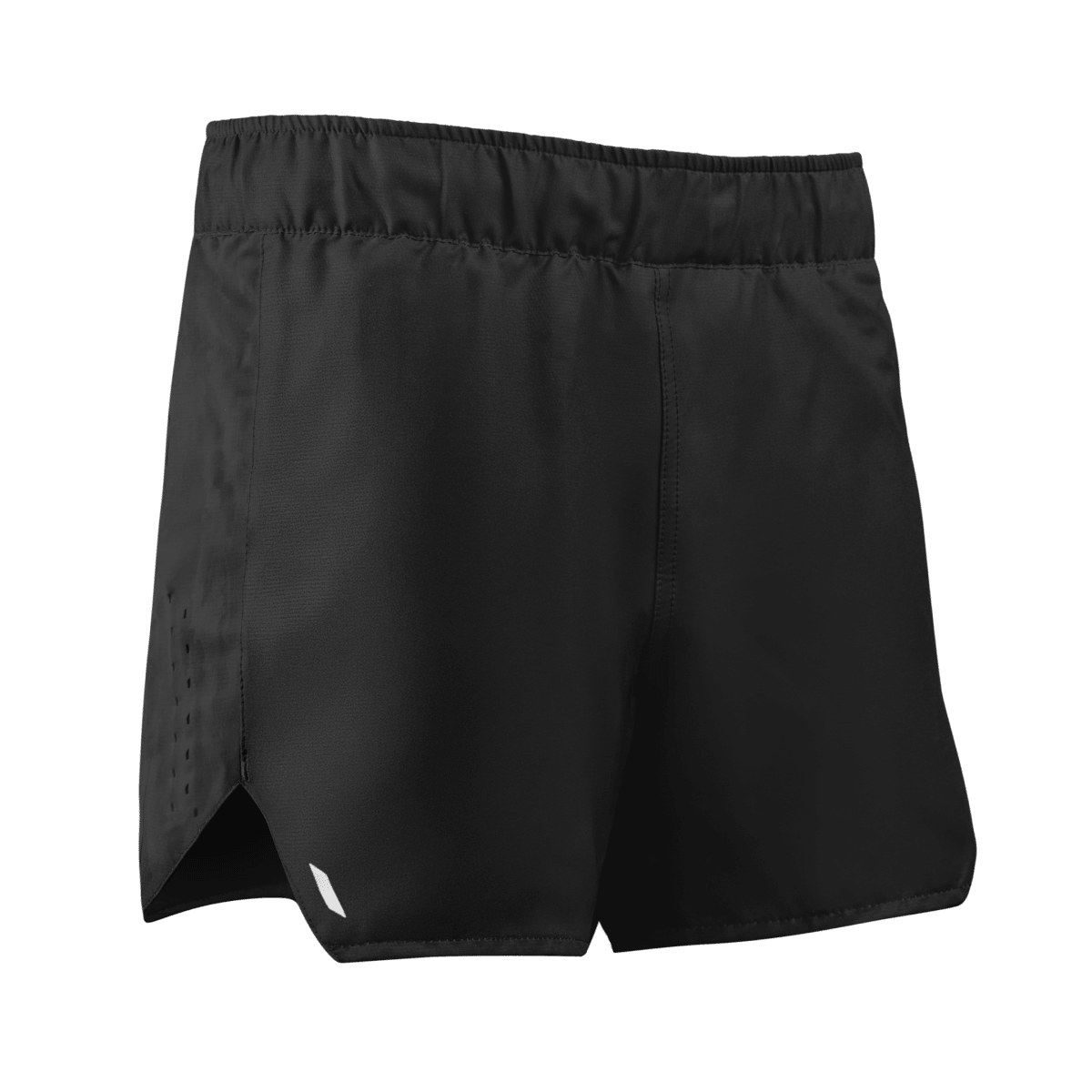 Vedere frontală a pantalonilor scurți negri Hayabusa Apex pentru femei, țesătură ultra-ușoară pentru BJJ și MMA