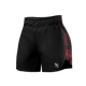 Vista frontale dei pantaloncini donna UFC BJJ neri con accenti rossi, ideali per l'allenamento intenso