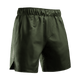 Vista frontale dei pantaloncini grappling Hayabusa Core verdi con finiture di alta qualità