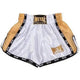 Vista frontale principale pantaloncini Kickboxing uomo Metal Boxe Extrem bianco oro