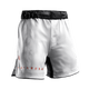 Vista frontale dei pantaloncini MMA Hayabusa Apex Full-Length bianchi, con spacchi laterali per la mobilità