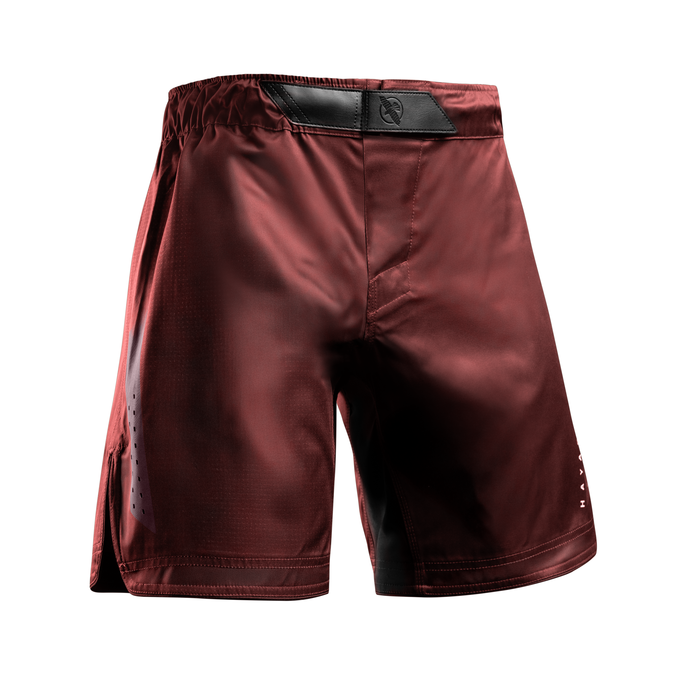 Vista frontale dei pantaloncini MMA Hayabusa Core 3/4 Thigh rossi, sistema di chiusura dual-secure