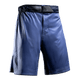 Vista frontale dei pantaloncini MMA Hayabusa Core Full-Length blu con girovita bloccato in silicone