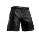 Vista frontale dei pantaloncini MMA Hayabusa Core Mid-Thigh neri con chiusura a incastro
