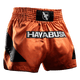 Pantaloncini Muay Thai Hayabusa Core arancioni visti frontalmente in tessuto satin