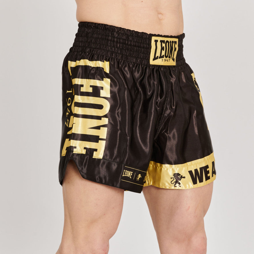 Pantaloncini Muay Thai Kick Boxing Leone DNA Nero Oro