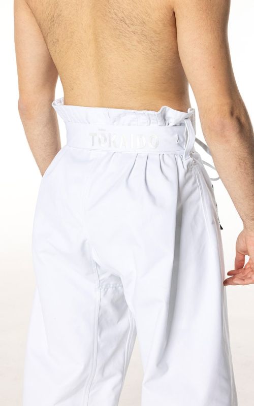 Retro pantaloni karate professionali Tokaido Kata Master Duo bianchi omologati WKF