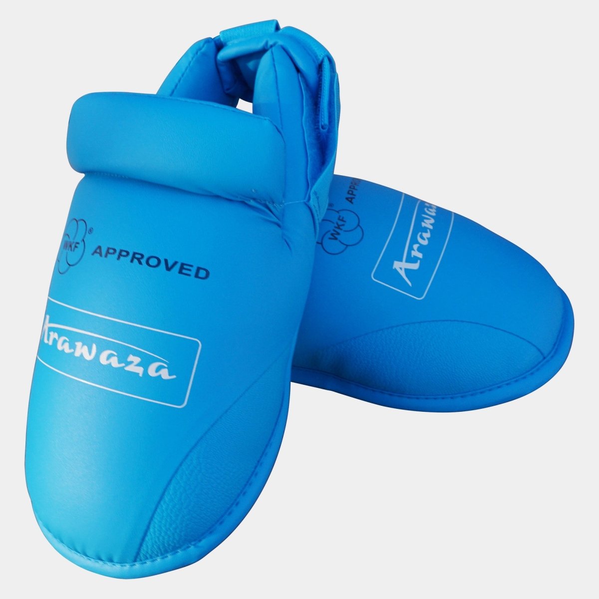 Arawaza WKF goedgekeurde blauwe voetbeschermers, bescherming goedgekeurd voor Kumite-gevechten