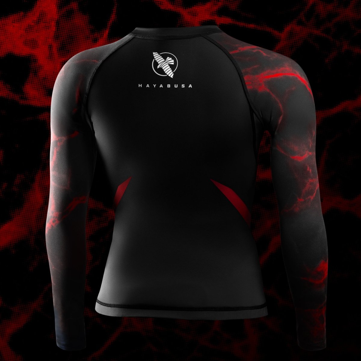 Vista trasera de la lycra negra/roja para mujer UFC BJJ, protección total contra la abrasión para Jiu-Jitsu No-Gi