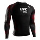 Vista frontale della rash guard ufficiale UFC BJJ a maniche lunghe in colore nero e rosso
