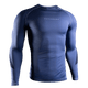 Vista frontale della rashguard blu Hayabusa Core a maniche lunghe, tessuto 200 GSM ad alta resistenza